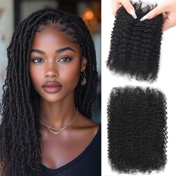 Afro Kinkys Human Hair Bulk 30g/Pack Natural Black 100% Human Hair Soft 4C Afro - Picture 1 of 6